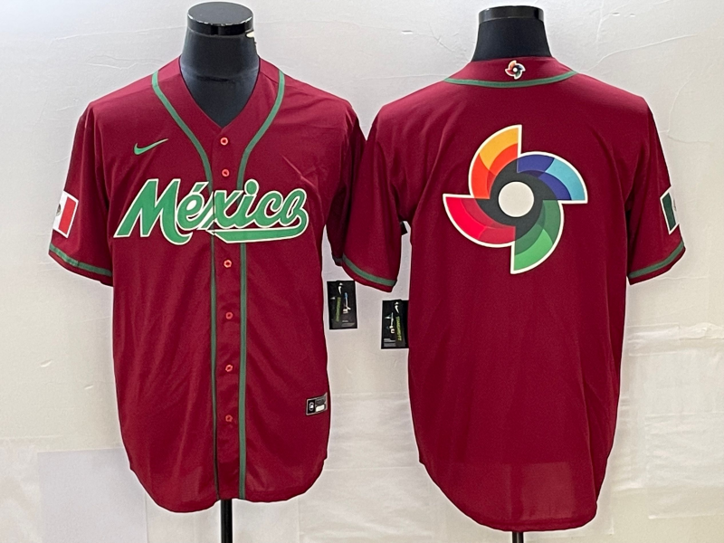 Men's Mexico Baseball Red 2023 World Baseball Classic Team Big Logo Stitched Jersey Men's Mexico Baseball Red 2023 World Baseball Classic Team Big Logo Stitched Jersey